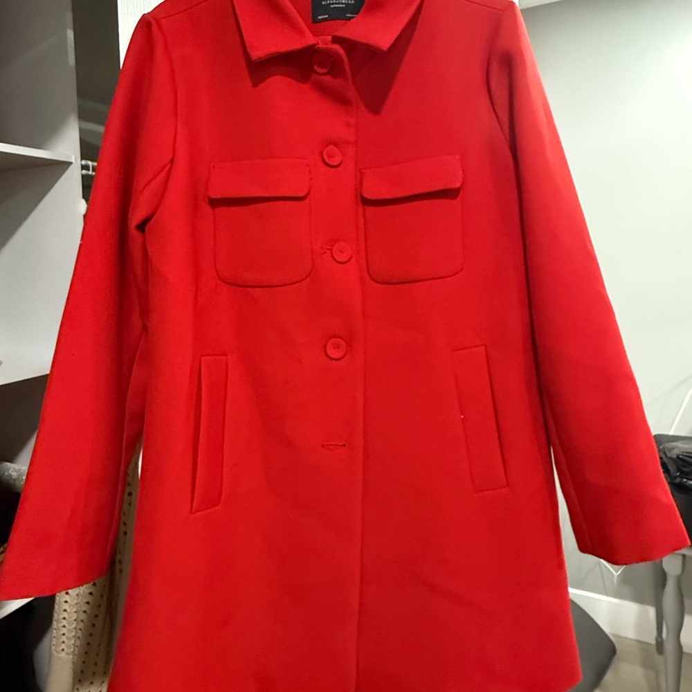 Elegant Red Women's Pea Coat